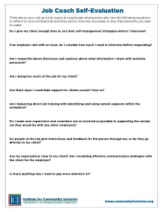 Job Coach Self-Evaluation Checklist